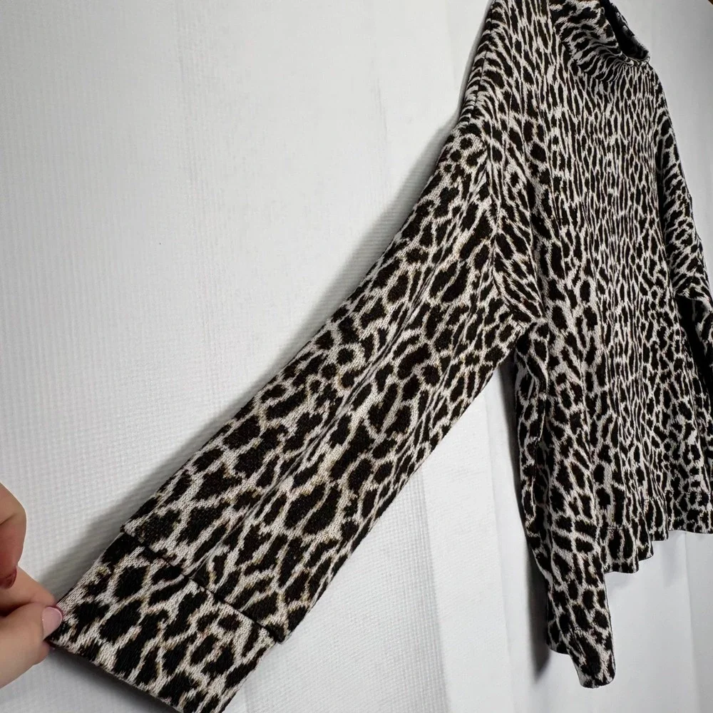 LOFT Plus Animal Print Mock Neck Knit Pullover Sweater Womens‎ 20/22 Classic